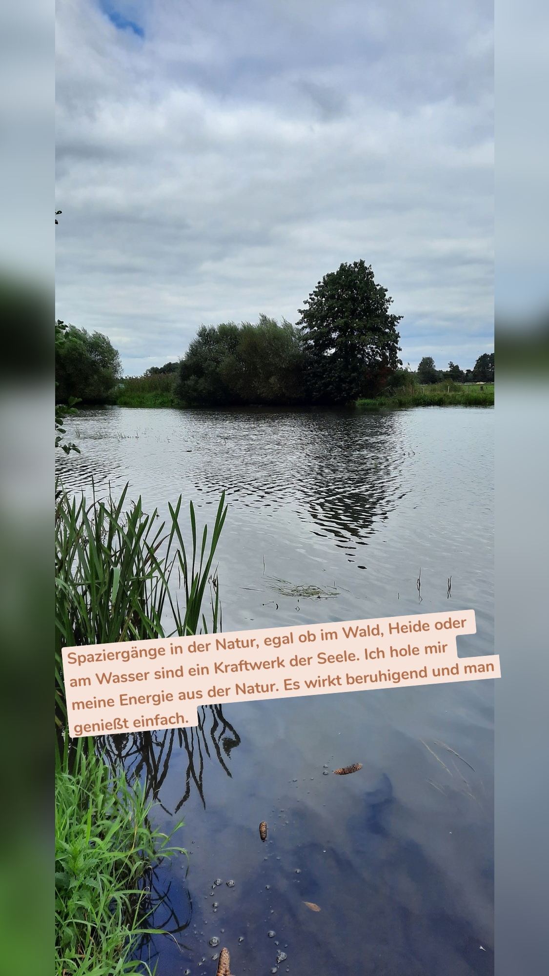 Spaziergänge in der Natur, egal ob im Wald, Heide oder am Wasser sind ein Kraftwerk der Seele. Ich hole mir meine Energie aus der Natur. Es wirkt beruhigend und man genießt einfach. 